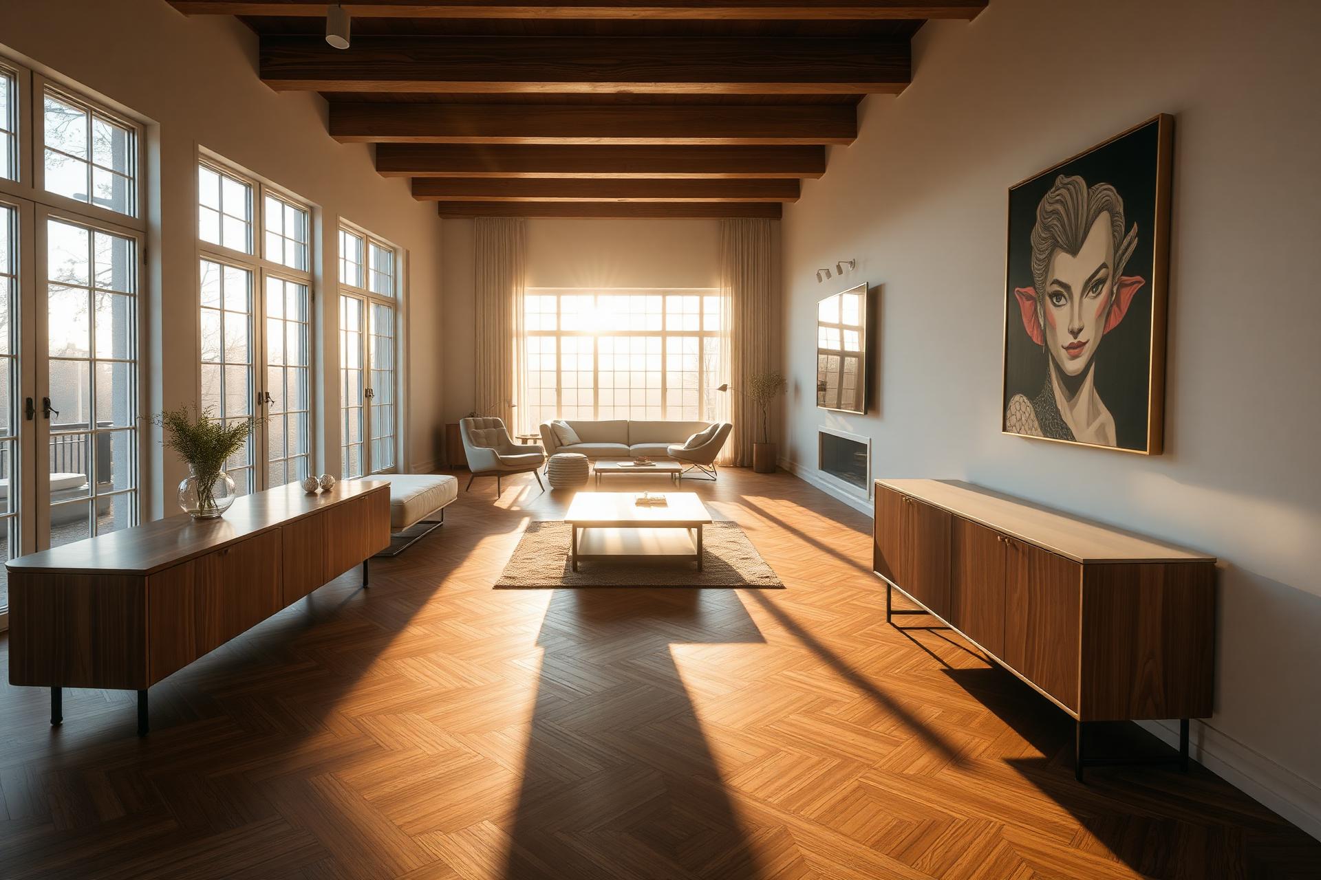 Herringbone parquet flooring in a luxury Cape Town living room